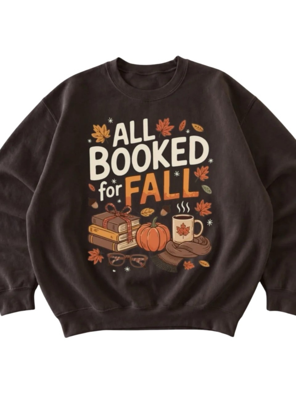 Gildan Brown All Booked for Fall Graphic Sweatshirt